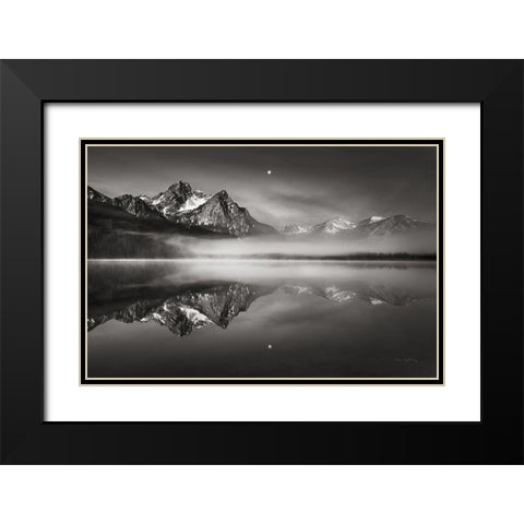 Moonset on McGown Peak Black Modern Wood Framed Art Print with Double Matting by Majchrowicz, Alan