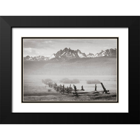 Stanley Basin Fence and Fog Black Modern Wood Framed Art Print with Double Matting by Majchrowicz, Alan