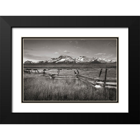 Stanley Basin Fence Black Modern Wood Framed Art Print with Double Matting by Majchrowicz, Alan