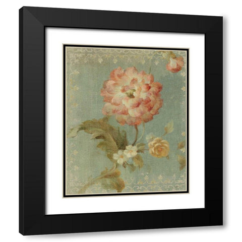 Poppy on Sage Black Modern Wood Framed Art Print with Double Matting by Nai, Danhui