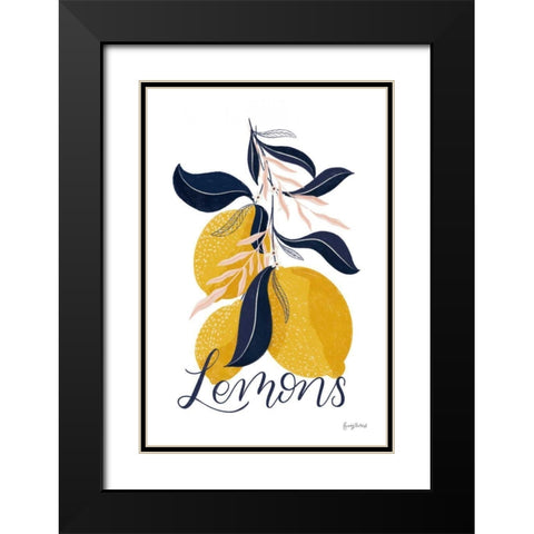 Lemons I Black Modern Wood Framed Art Print with Double Matting by Thorns, Becky