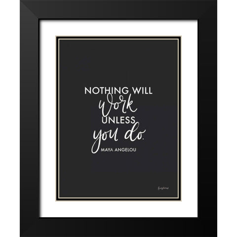 Words of Wisdom II BW Black Modern Wood Framed Art Print with Double Matting by Thorns, Becky