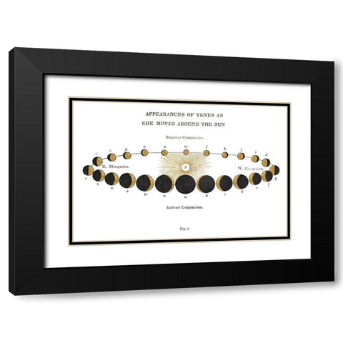 Solar Venus Chart Gold Black Modern Wood Framed Art Print with Double Matting by Wild Apple Portfolio
