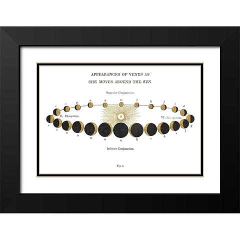 Solar Venus Chart Gold Black Modern Wood Framed Art Print with Double Matting by Wild Apple Portfolio