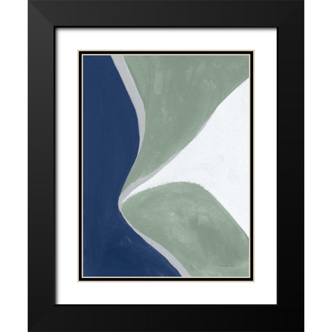 Blue Green Abstract III Black Modern Wood Framed Art Print with Double Matting by Nai, Danhui