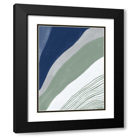 Blue Green Abstract IV Black Modern Wood Framed Art Print with Double Matting by Nai, Danhui