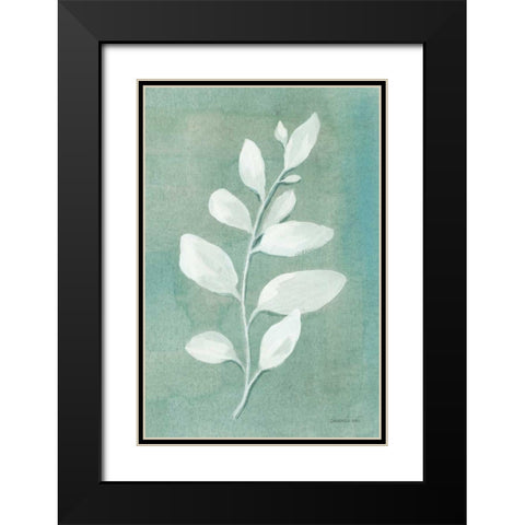 Sage Leaves I Black Modern Wood Framed Art Print with Double Matting by Nai, Danhui