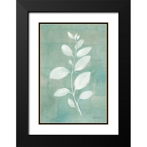 Sage Leaves II Black Modern Wood Framed Art Print with Double Matting by Nai, Danhui