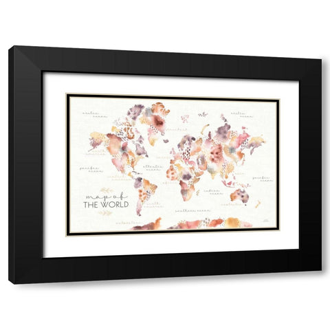 Desert Blooms Map Black Modern Wood Framed Art Print with Double Matting by Marshall, Laura