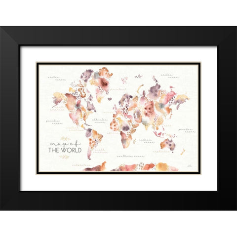 Desert Blooms Map Black Modern Wood Framed Art Print with Double Matting by Marshall, Laura
