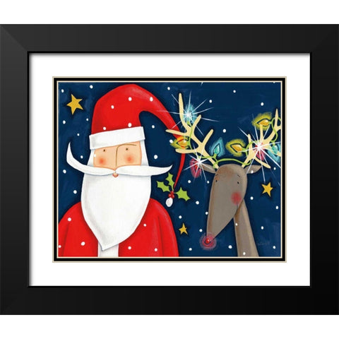 Bright Christmas Santa Blue Black Modern Wood Framed Art Print with Double Matting by Tavoletti, Anne
