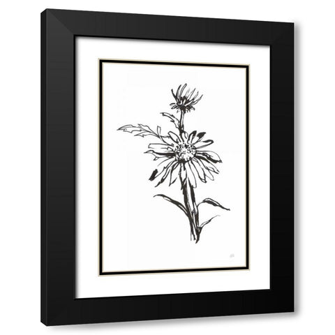 Line Echinacea I Black Modern Wood Framed Art Print with Double Matting by Paschke, Chris