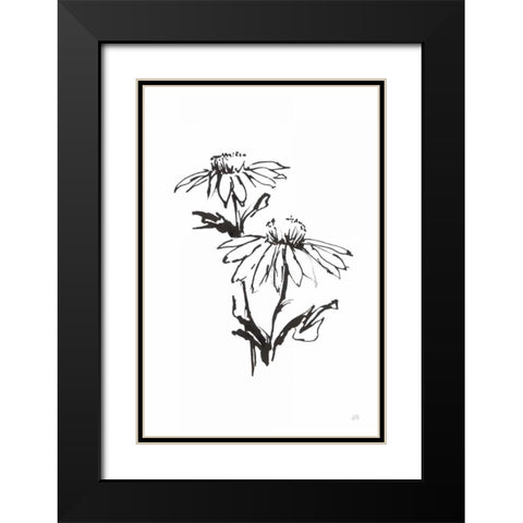 Line Echinacea II Black Modern Wood Framed Art Print with Double Matting by Paschke, Chris