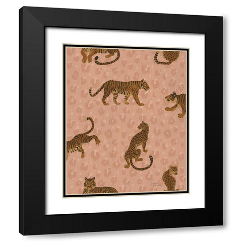 Big Cat Beauty Pattern IIB Black Modern Wood Framed Art Print with Double Matting by Penner, Janelle