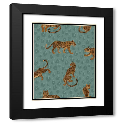 Big Cat Beauty Pattern IID Black Modern Wood Framed Art Print with Double Matting by Penner, Janelle