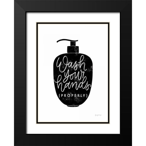 Wash Your Hands III Dispenser Black Modern Wood Framed Art Print with Double Matting by Thorns, Becky