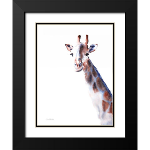 Copper and Blue Giraffe Black Modern Wood Framed Art Print with Double Matting by Valle, Aimee Del