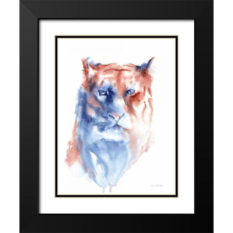 Copper and Blue Lioness Black Modern Wood Framed Art Print with Double Matting by Valle, Aimee Del