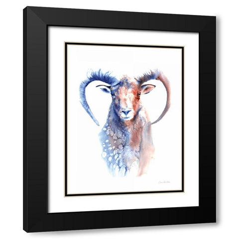 Copper and Blue Ram Black Modern Wood Framed Art Print with Double Matting by Valle, Aimee Del