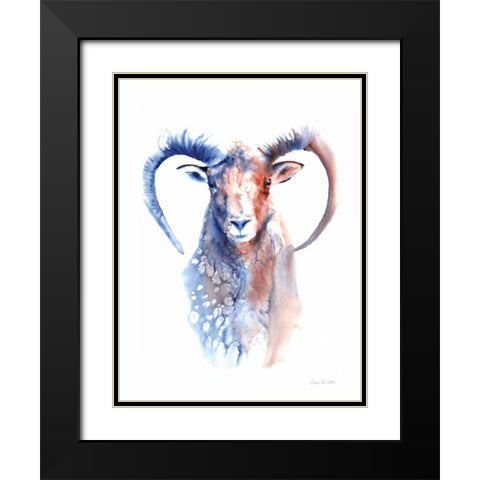 Copper and Blue Ram Black Modern Wood Framed Art Print with Double Matting by Valle, Aimee Del