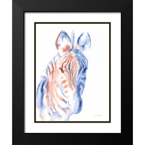 Copper and Blue Zebra Black Modern Wood Framed Art Print with Double Matting by Valle, Aimee Del