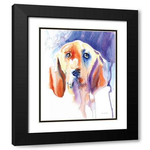 Basset Hound Black Modern Wood Framed Art Print with Double Matting by Valle, Aimee Del