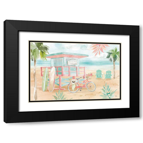 Surfs Up I Black Modern Wood Framed Art Print with Double Matting by June, Dina