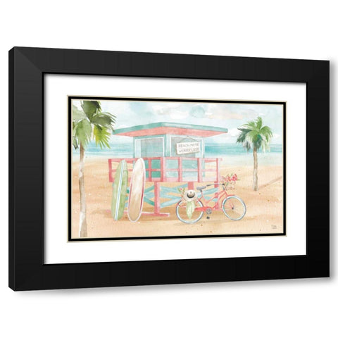 Surfs Up VII Black Modern Wood Framed Art Print with Double Matting by June, Dina