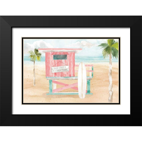 Surfs Up VIII Black Modern Wood Framed Art Print with Double Matting by June, Dina