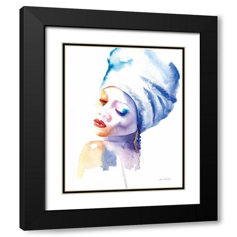 Woman in Blue Black Modern Wood Framed Art Print with Double Matting by Valle, Aimee Del