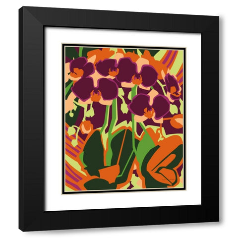 Orchids Black Modern Wood Framed Art Print with Double Matting by Gallagher, Megan