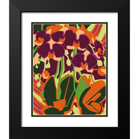 Orchids Black Modern Wood Framed Art Print with Double Matting by Gallagher, Megan