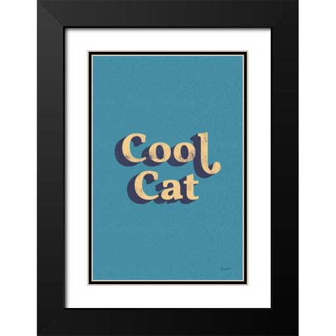 Cool Cat Black Modern Wood Framed Art Print with Double Matting by Thorns, Becky