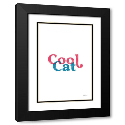 Rainbow Cool Cat Black Modern Wood Framed Art Print with Double Matting by Thorns, Becky