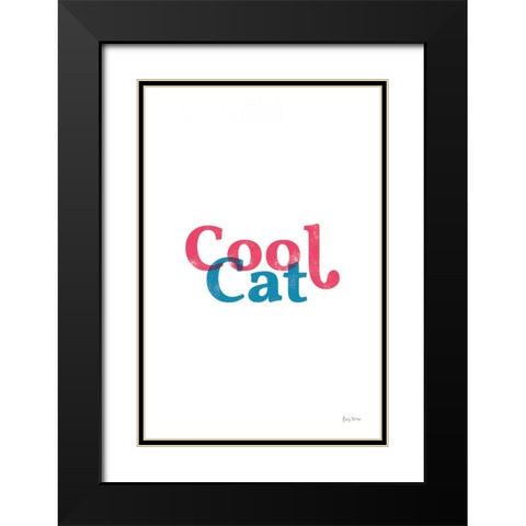 Rainbow Cool Cat Black Modern Wood Framed Art Print with Double Matting by Thorns, Becky