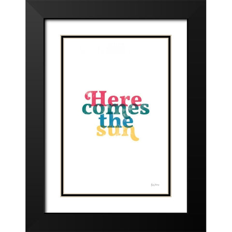 Rainbow Here Comes the Sun Black Modern Wood Framed Art Print with Double Matting by Thorns, Becky