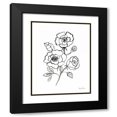 Joyful Peonies I Black Modern Wood Framed Art Print with Double Matting by Zaman, Farida