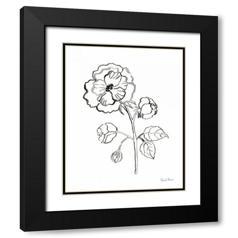 Joyful Peonies II Black Modern Wood Framed Art Print with Double Matting by Zaman, Farida