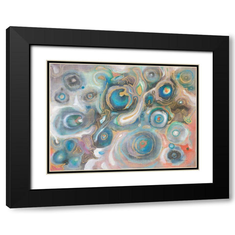 Abstract Stones Black Modern Wood Framed Art Print with Double Matting by Nai, Danhui