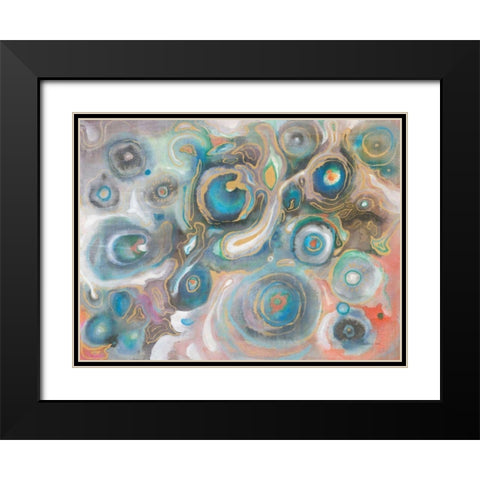 Abstract Stones Black Modern Wood Framed Art Print with Double Matting by Nai, Danhui