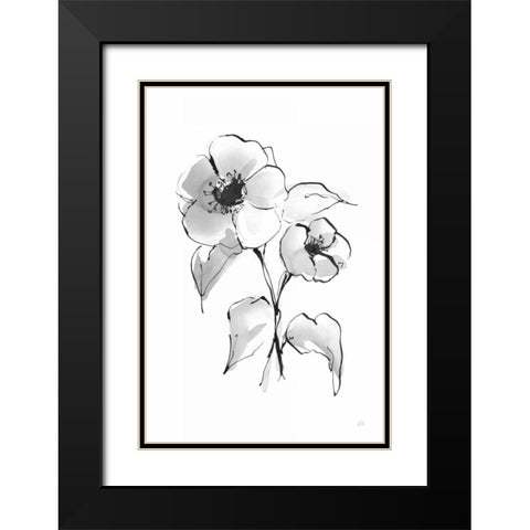 Wash Poppy I Black Modern Wood Framed Art Print with Double Matting by Paschke, Chris