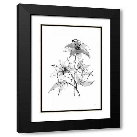 Wash Clematis Black Modern Wood Framed Art Print with Double Matting by Paschke, Chris