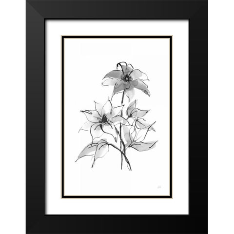 Wash Clematis Black Modern Wood Framed Art Print with Double Matting by Paschke, Chris