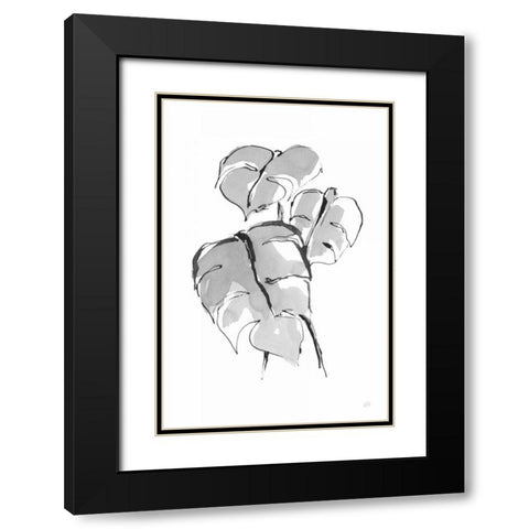 Wash Split Leaf II Black Modern Wood Framed Art Print with Double Matting by Paschke, Chris