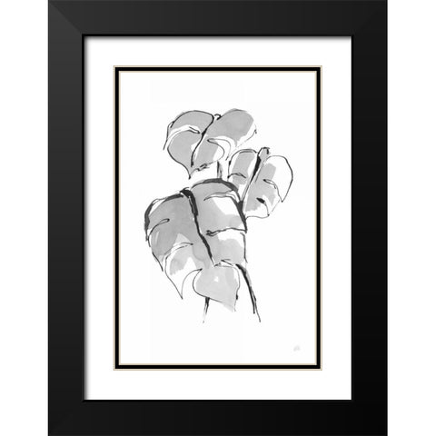 Wash Split Leaf II Black Modern Wood Framed Art Print with Double Matting by Paschke, Chris