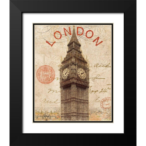 Letter from London Black Modern Wood Framed Art Print with Double Matting by Wild Apple Portfolio