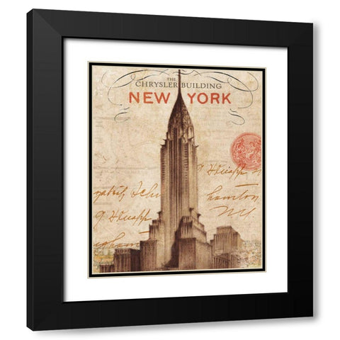 Letter from New York Black Modern Wood Framed Art Print with Double Matting by Wild Apple Portfolio