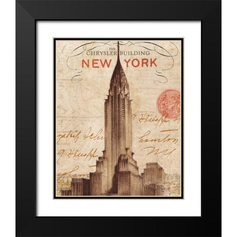 Letter from New York Black Modern Wood Framed Art Print with Double Matting by Wild Apple Portfolio
