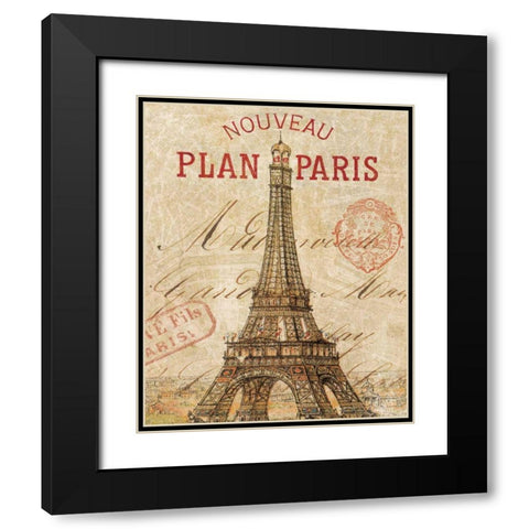 Letter from Paris Black Modern Wood Framed Art Print with Double Matting by Wild Apple Portfolio