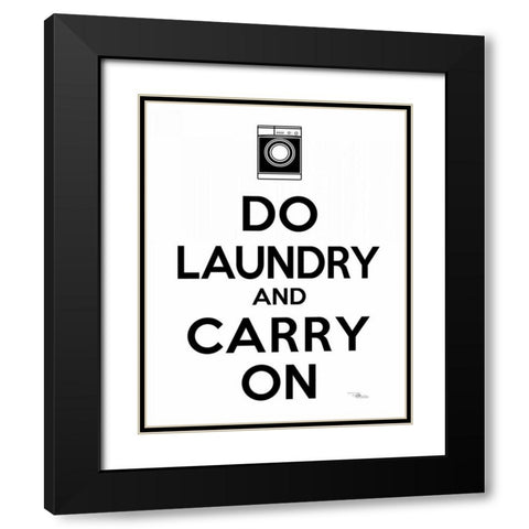 Laundry On I BW Black Modern Wood Framed Art Print with Double Matting by Pela Studio